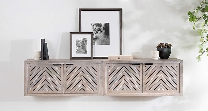 Kate and Laurel Mezzeta Decorative Coastal 2-Door Wall Cabinet, 30 x 10 x 14, Whitewash, Decorative Modern Storage Cabinet with Doors