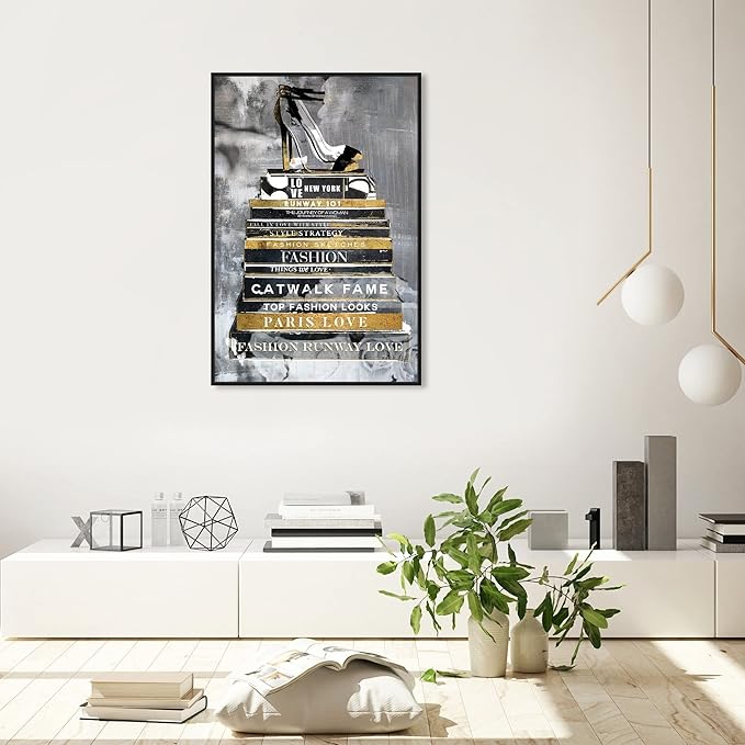 The Oliver Gal Artist Co. Fashion and Glam Wall Art Framed Canvas Prints 'Fashion Thoughts Noir Classic' Shoes