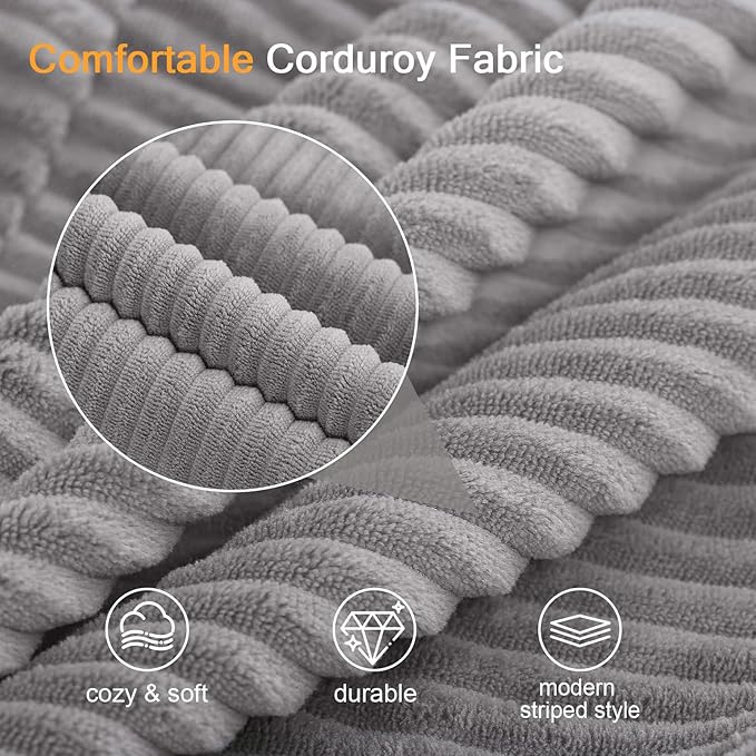 COMAX Futon Sofa Bed, Convertible Folding Sofa Bed, Boneless Couch Loveseat Corduroy with Pillows, Small Foldable Floor Couch Comfy Lounge Sleeper for Living Room Bedroom, Light Grey