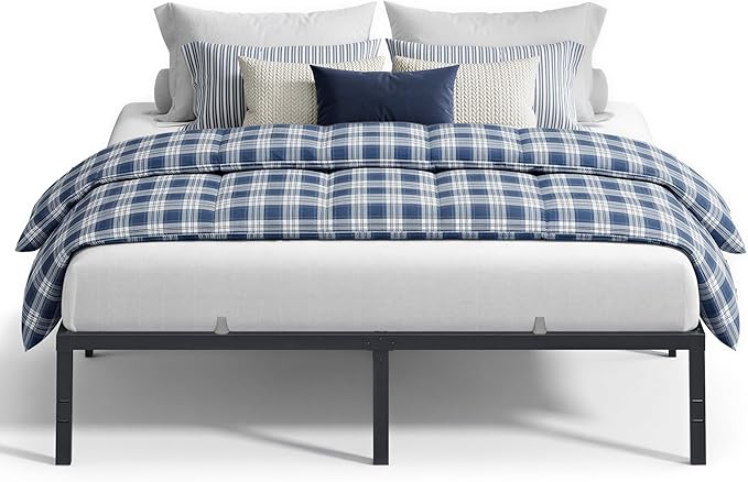 VASAGLE King Metal Bed Frame 16 Inches Tall, 1100 lb Weight Capacity, No Box Spring Needed, with Under-Bed Storage, Easy Setup, Heavy-Duty Platform Bed, Mattress Retainers, Matte Black URMB664BD02S
