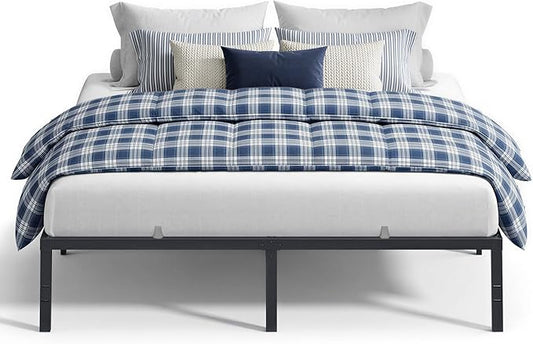 VASAGLE King Metal Bed Frame 16 Inches Tall, 1100 lb Weight Capacity, No Box Spring Needed, with Under-Bed Storage, Easy Setup, Heavy-Duty Platform Bed, Mattress Retainers, Matte Black URMB664BD02S