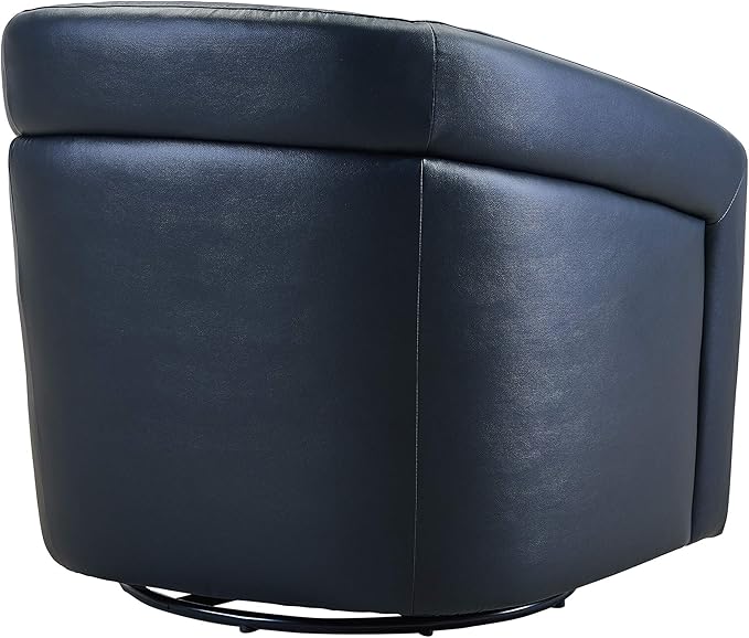 Armen Living Desi Contemporary Leather Swivel Living Room Accent Chair, 32" Wide, Black