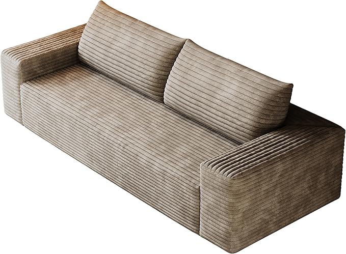 63" Cloud Loveseat Boneless Sofa Couch in a Box, No Assembly Required 2 Seater Foam Compression Couches, Modern Living Room Floor Sofa Couch Corduroy Small Love Seat | Breathable material