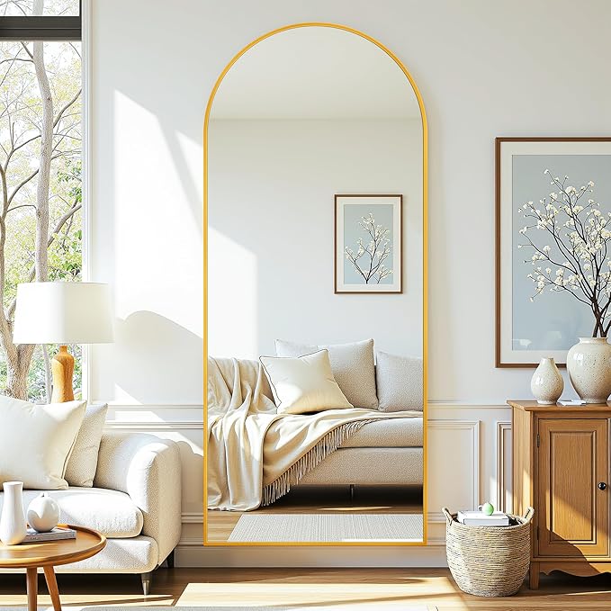 Floor Mirror, 71"×28" Full Length Mirror with Stand for Bedroom Living Room, Gold