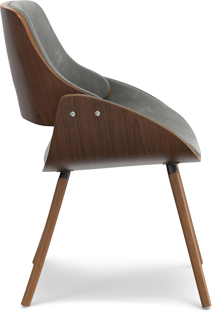 SIMPLIHOME Malden Dining Chair in Distressed Grey Vegan Faux Leather, 22.8"W x 20.9"D x 30.9"H, Mid-Century Modern Wood Back Chair for Dining Room