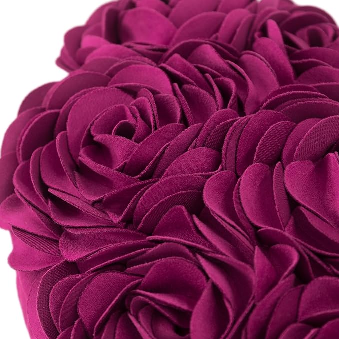 JWH Heart Flower Throw Pillow Covers Decorative Floral Shaped Accent Cushion Soft Pillowcase for Sofa Couch Living Room Bed Chair 14x16 Inches Purple Red