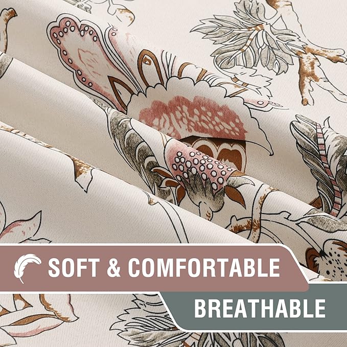 H.VERSAILTEX Blackout Curtains 108 Inch Length 2 Panels Set Floral Print Curtain Drapes for Living Room Thermal Insulated Grommet Window Curtains for Bedroom - Traditional Floral in Sage and Brown