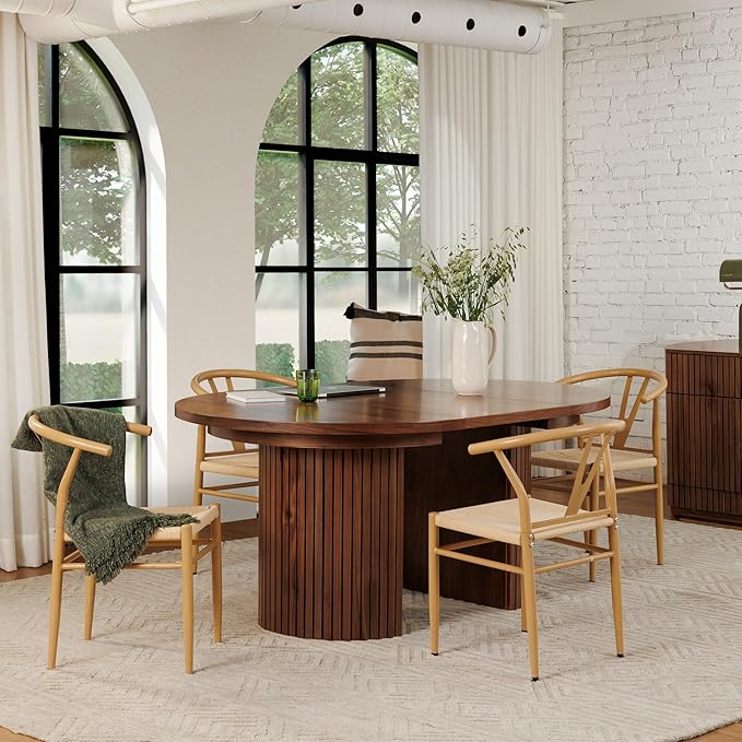 Transformer Table - Solid Wood Extendable Round Dining Table Set, Expandable Dining Table, Elegant and Functional Design, Perfect for Dining Room, Royal Brown (Table + Sideboard)
