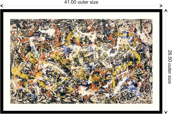 Amanti Art Framed Wall Art Print 27x41 Convergence by Jackson Pollock, Abstract Wall Art, Museum Masters Classics Decor, Large Poster Painting Artwork for Living Room, Bedroom, Bathroom, Kitchen