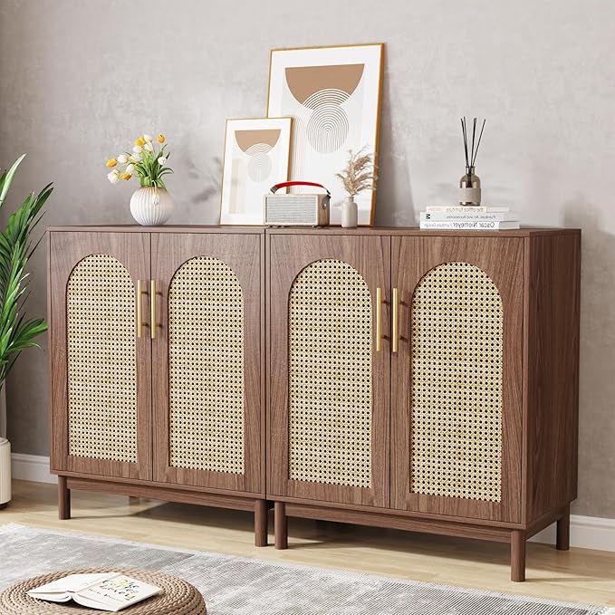 LITTLE TREE Modern Buffet Cabinet with Storage, 59 Inch Kitchen Sideboard Cabinet with 4 Doors, Coffee Bar Cabinet for Dining Room, Living Room | Modern, with Storage, 4 Doors