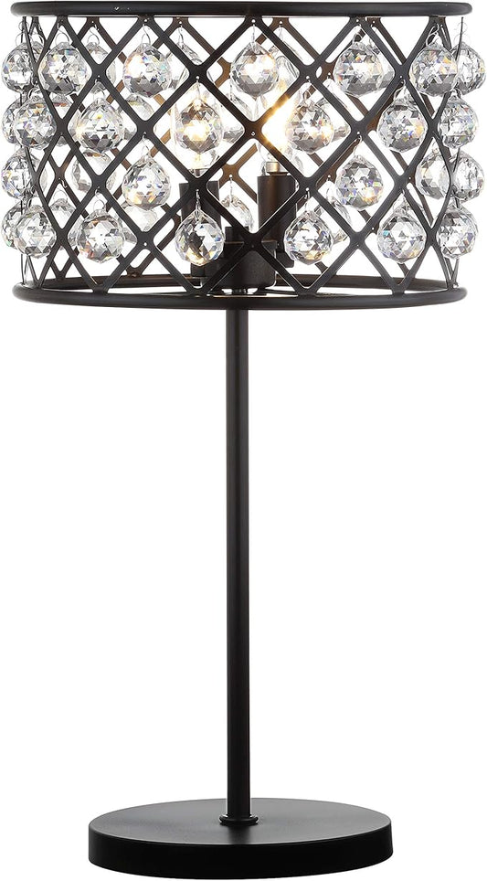 JONATHAN Y 22.5" Oil Rubbed Bronze 2-Light Crystal and Iron Table Lamp, Modern Glam Bedside Nightstand Lamp with Clear Crystal Spheres, UL Listed, LED Bulbs Included JYL9022A