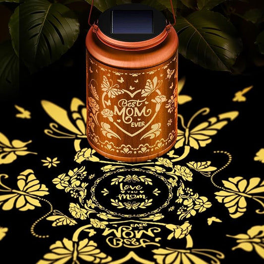 Solar Lanterns Outdoor Waterproof Decorative Garden Solar Lights Outdoor,Hanging Hollow Out Metal Ornaments Decor for Outside Lawn,Patio,Balcony,Yard Unique Gifts for Women Mothers Day Gifts