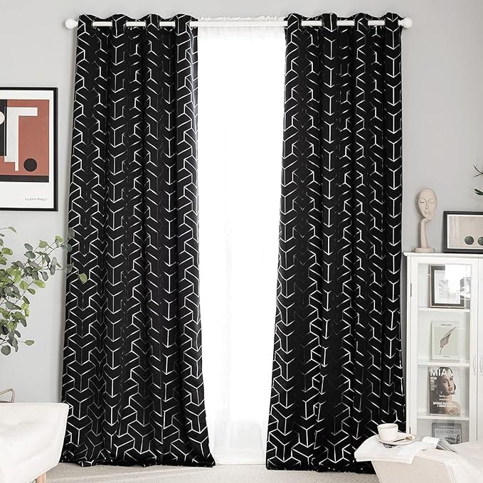NICETOWN Room Darkening Curtains for Living Room - Easy Care Solid Thermal Insulated Grommet Room Darkening Curtains/Panels/Drapes for Bedroom Decoration (2 Panels, 52 by 84, Greyish White)
