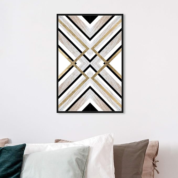 The Oliver Gal Artist Co. Abstract Framed Wall Art Canvas Prints 'Earthy Lux' Geometric Home Décor, 16" x 24", Brown, Gold