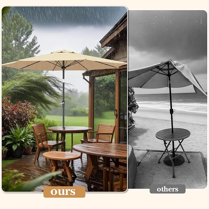Sannwsg Outdoor Patio Umbrella,Table Umbrella with Push Button Tilt and Crank,Market Umbrella with 8 Sturdy Ribs,Yard Umbrella