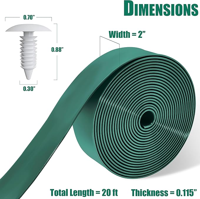 Vinyl Straps for Patio Chair Repair Kit 2'' Wide 20 Ft Long Replacement Straps + 20 Free Rivets for Outdoor Lawn Furniture Chaise Lounge Repair (Dark Green)