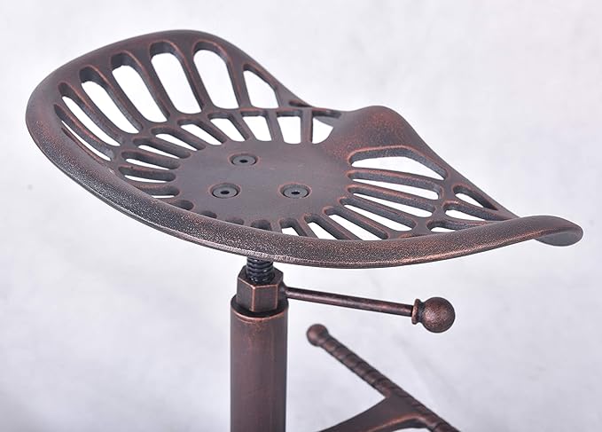 LOKKHAN Tractor Seat Bar Stool-Rustic Industrial Bar Stool-Farmhouse Cast Iron Swivel Stool-Counter Height Adjustable-Extra Tall Pub Height-24-31 inch (Coppery Brown)