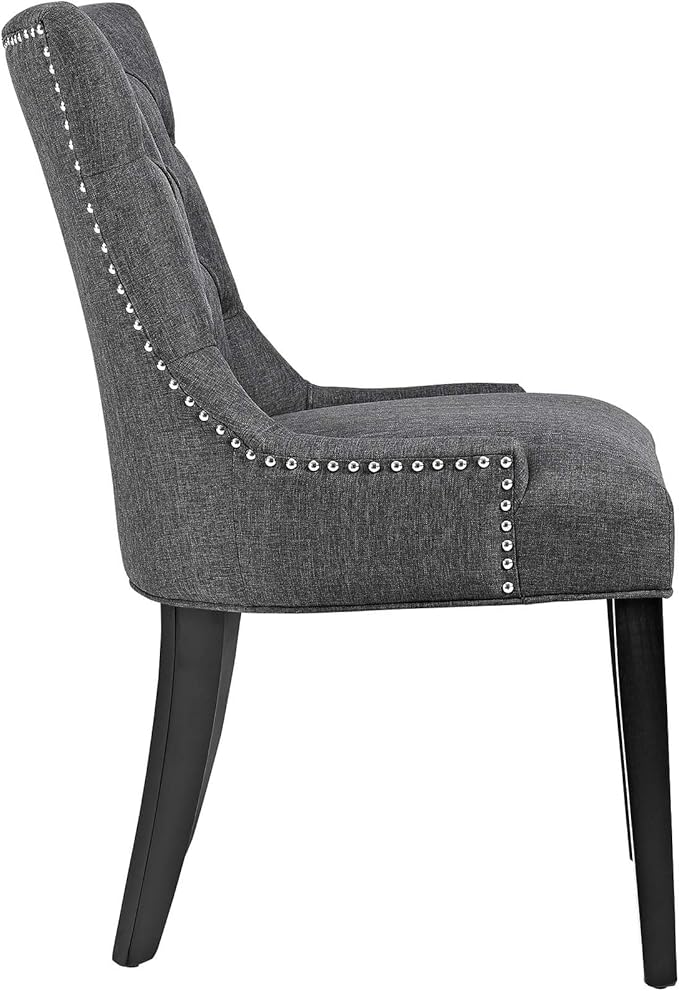 Modway Regent Button Tufted Upholstered Fabric Dining Chair in Gray