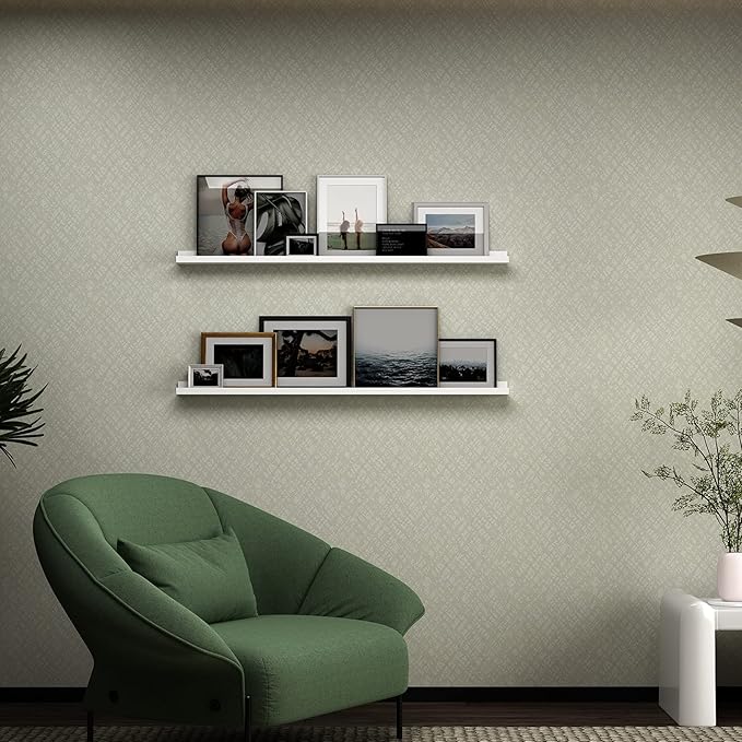 WELLAND Picture Ledge, Photo Ledge, Floating Ledge Wall Shelves, 48-inch, Set of 2, White