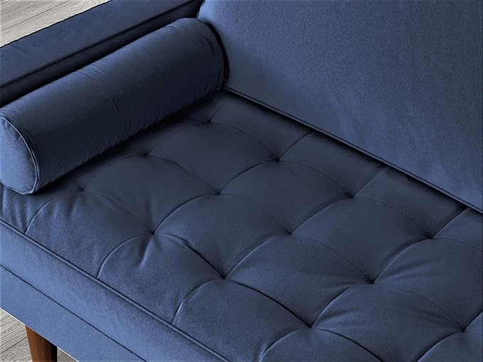 Container Furniture Direct Womble Modern Velvet Upholstered Living Room Diamond Tufted Chesterfield with Gleaming Nailheads, Loveseat, Sofa, Misty Blue
