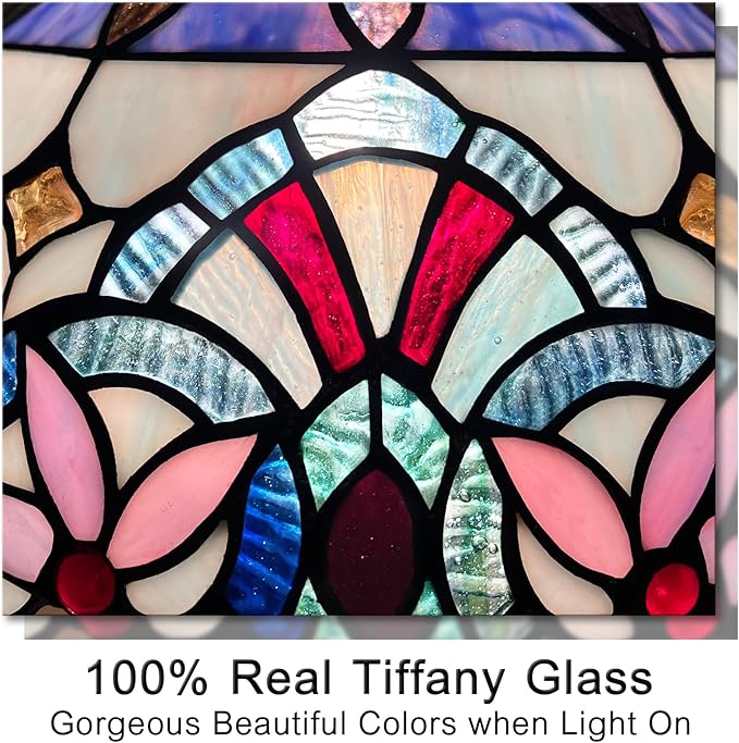 Capulina Tiffany Lamp Stained Glass Pendant Lights 12 Inches Wide Traditional Handicrafts Antique Victorian Tiffany Style Hanging Lamp for Kitchen Island Dining Room Hallway