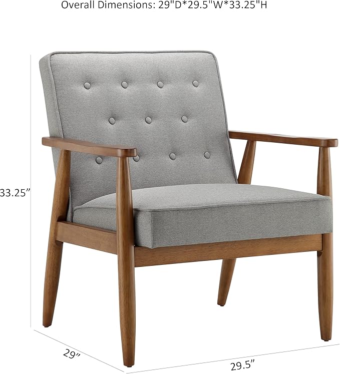 Ball & Cast Tufted Fabric Accent Chair 27.5"W x 29.8"D x 33.25"H Grey Set of 1