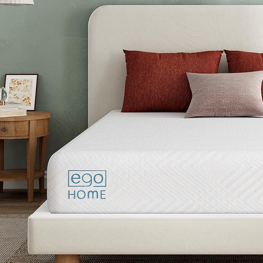 MLILY EGO White 12 inch Twin Memory Foam Mattress, Gel Green Tea Mattress Bed in a Box, Made in USA, CertiPUR-US Certified, 38"×75", Medium Firm