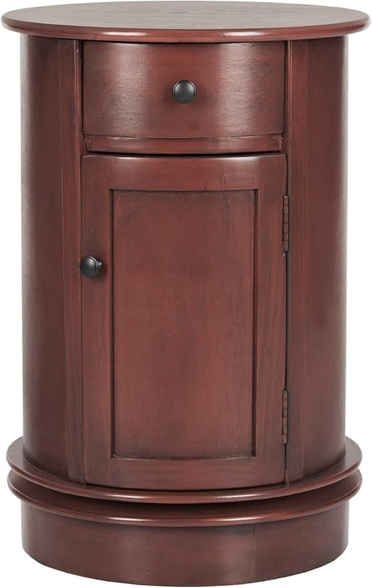 SAFAVIEH Home Collection – Tabitha Red Round Swivel Storage End Table, Farmhouse Accent Table with Drawer & Cabinet, Fully Assembled (AMH5712E)
