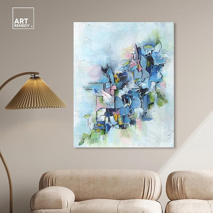 Art Remedy Poesy Canvas Modern Blue Abstract Wall Art, Gallery Wrapped, 36" x 45"