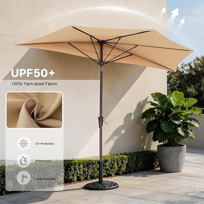 ABCCANOPY Patio Umbrella 11FT - Outdoor Half Umbrellas for Patio, Backyard, Garden, Deck (Khaki)