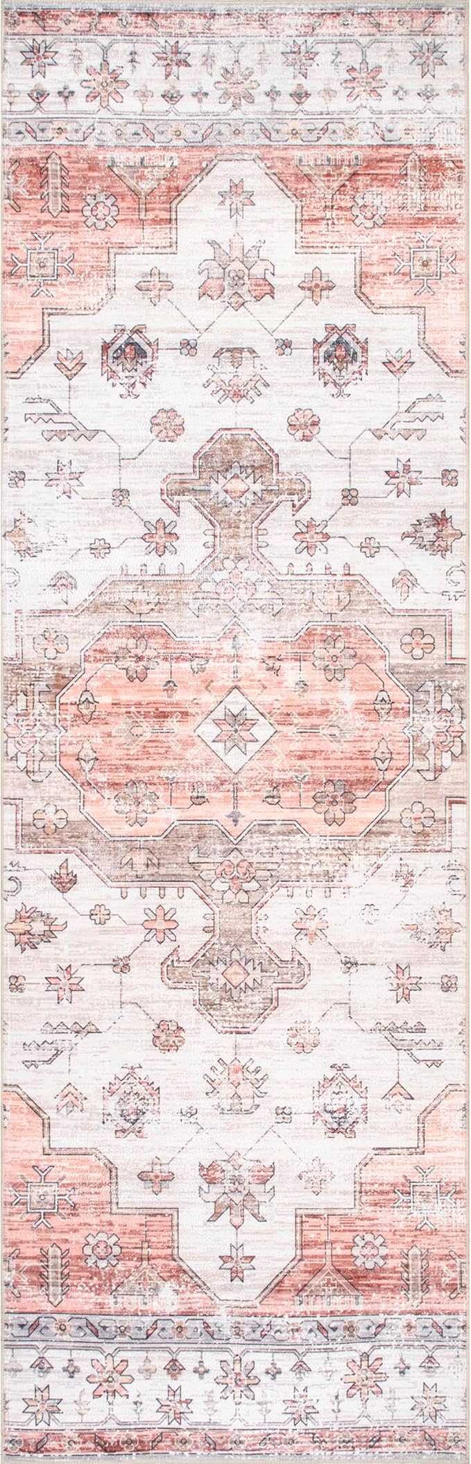 nuLOOM 2'6" x 10' Machine Washable Stain-Resistant Area Rug with Non Slip Backing, Low Profile for Living Room, Bedroom, and Dining Room, Banks Beige