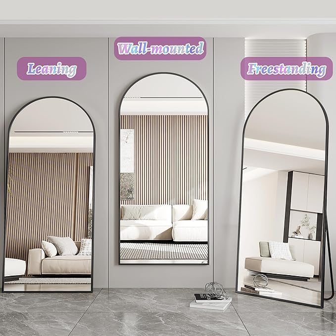 Floor Mirror, 71"×28" Full Length Mirror with Stand for Bedroom Living Room, Black