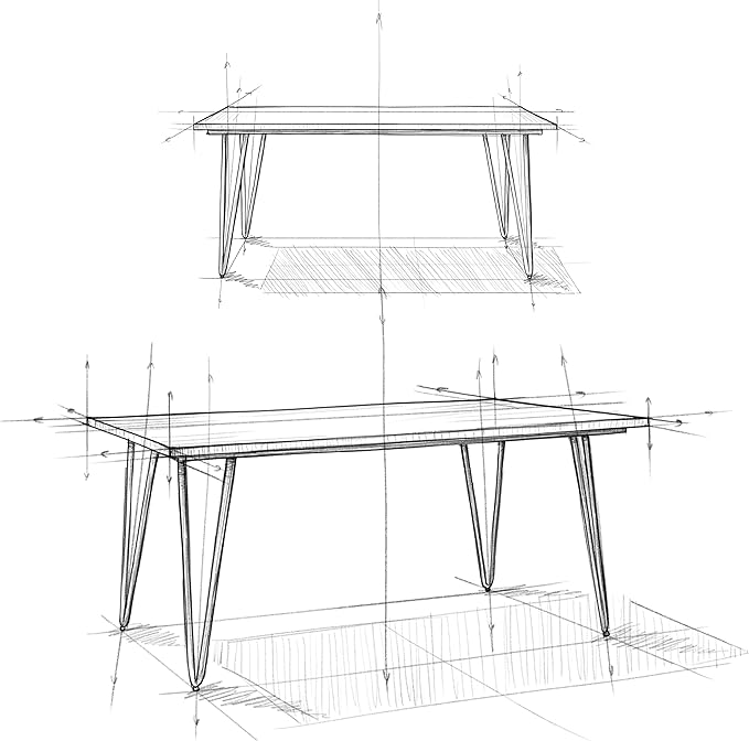 SIMPLIHOME Hunter Dining Table - 66 inch Wide Solid Wood Walnut Veneer Table, Modern Industrial Style for Dining Room or Kitchen with Black Powder-Coated Iron Legs and Hairpin Legs, Seats 6