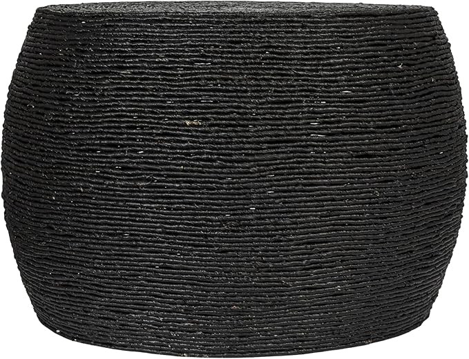 Creative Co-Op Round Handwoven Corn Rope Barrel Coffee Table, Black