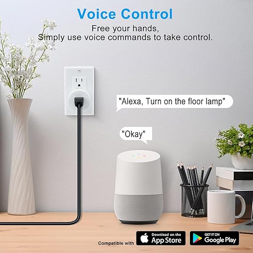 Greencycle Smart Wireless Remote Control Outlet Plug,WiFi Outlets for Household,On Off Smart Outlets Switch Compatible with Tuya,Alexa and Google Assistant,Timer Outlet,No Wiring,White,2SW+1Outlet