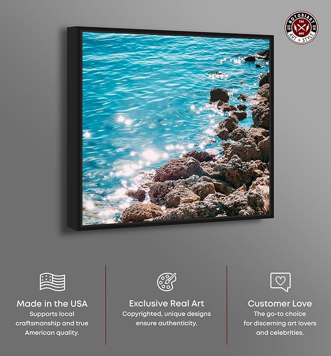 Italian Summer Landscape Photography Canvas Wall Art by Notoriart, Black Floater Frame, 16"x16"
