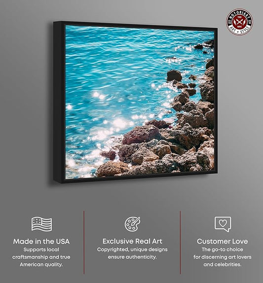 Italian Summer Landscape Photography Canvas Wall Art by Notoriart, Black Floater Frame, 16"x16"