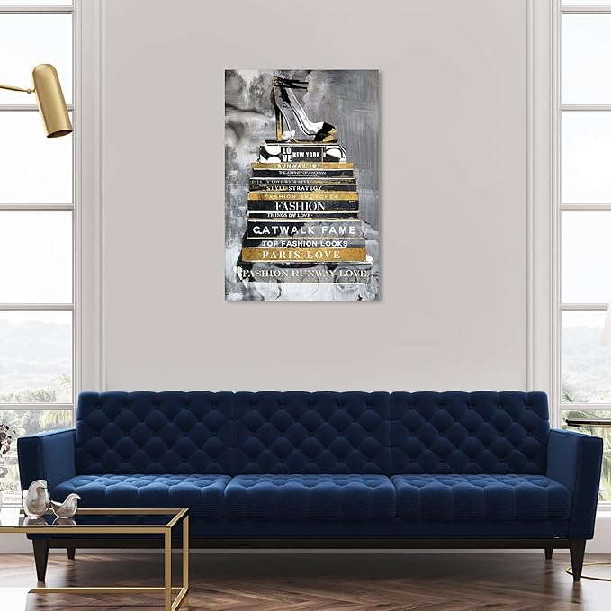 The Oliver Gal Artist Co. Fashion and Glam Wall Art Canvas Prints 'Fashion Thoughts Noir Classic' Shoes