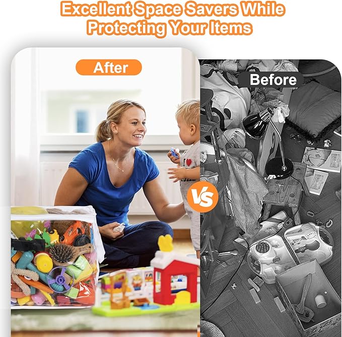 3 PCS Clear Zippered Organizers 12''x12''x12'' Bags with Handles Storage Cube Tote Storage Blanket Bags Bins for Clothes Moving Supplies Linens Shoes Closet Organizers (3 pack)