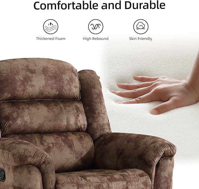 EBELLO 2 Pieces Loveseat Reclining Couch Furniture Set, Soft Fabric Manual Recliner Sofa Home Theater Seating, Manual Recliner and Wide 2PC Bonded Sofa Set for Living Room, Brown