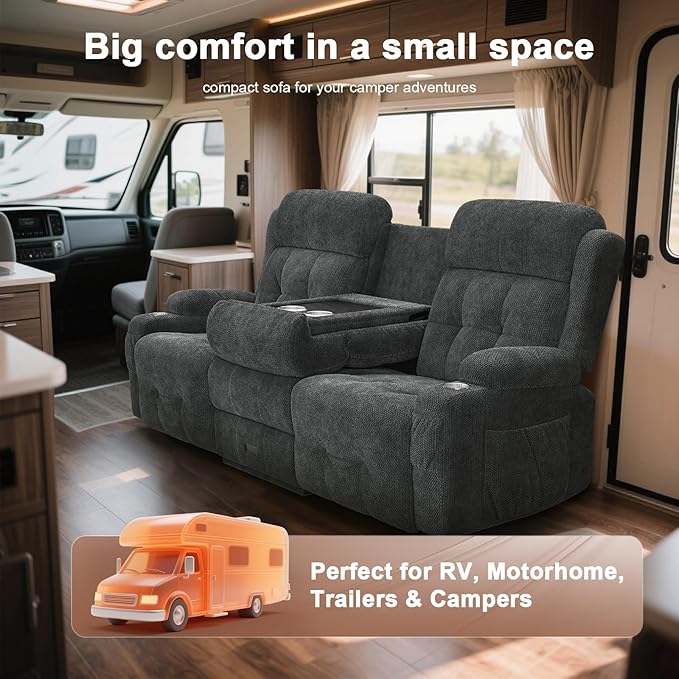Recliner Sofa, Fabric Reclining Sofa 3 Seater Massage Flip Back Sets with Heavy Weight Capacity, RV Loveseat Clearance, Recliner Couch with Storage, Cup Holders, Wall Hugger Couches for Living Room