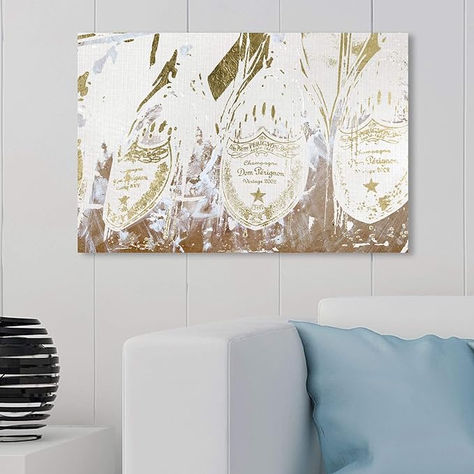 The Oliver Gal Artist Co. Drinks and Spirits Wall Art Canvas Prints 'Champagne Showers' Home Décor, 30 in x 20