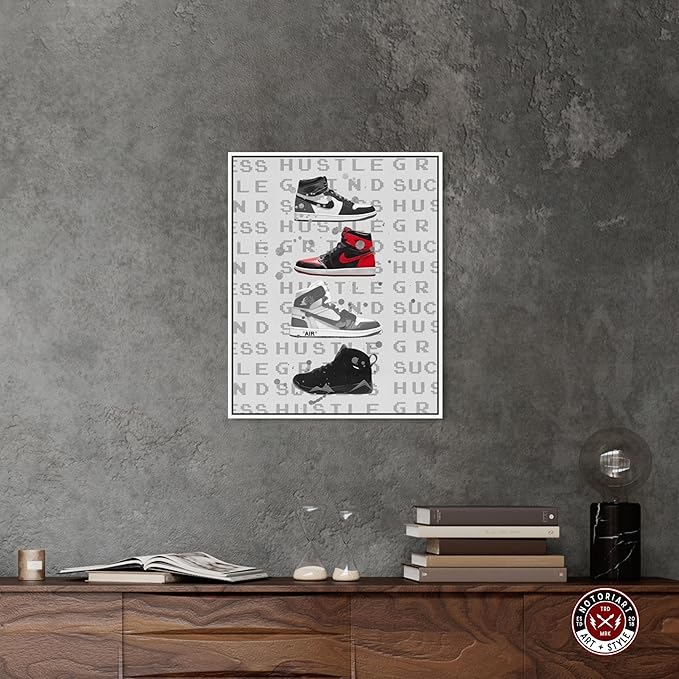 Hype Sneakers Framed Sneaker 1 Piece Canvas Wall Art, 21" x 25", White Frame