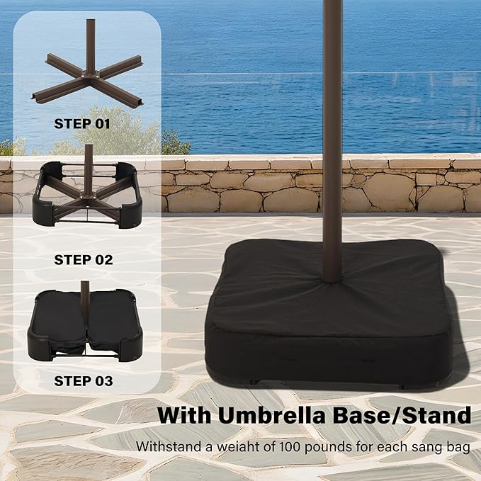 Ayge 15ft Large Outdoor Patio Umbrella with Table & Base - Double-Layer UV Resistant Fabric, Easy Crank Handle for Pool, Garden & Lawn