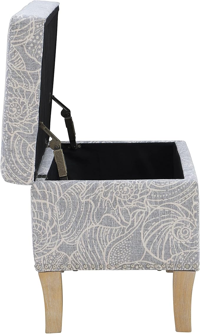 Linon Stone Upholstered Storage Stephanie Ottoman