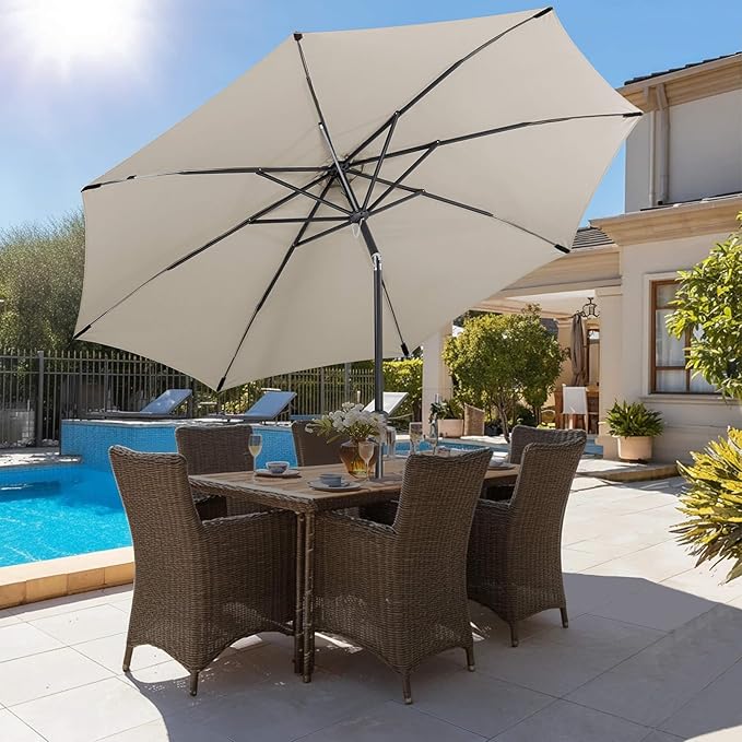 10 FT Outdoor Patio Umbrella - Table Umbrella Waterprool UV Protection, Sombrillas de Patio with Push Button Tilt, Sun Umbrella for Pool, Porch, Garden, Deck, Backyard (Taupe)