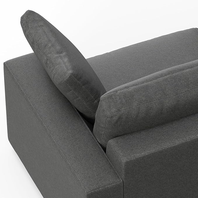 SIMPLIHOME Charlie Left-Facing Sectional Sofa in 100% Recycled Polyester Tightly Woven Performance Fabric, Pebble Grey, 122-inches Wide, Handcrafted Contemporary Style L-Shaped Couch with Chaise