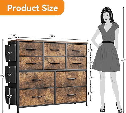 GarveeHome Dresser for Bedroom, Fabric Dressers & Chests of Drawers with Side Pockets, Chest of Drawers for Closet, Living Room, Closet, Hallway