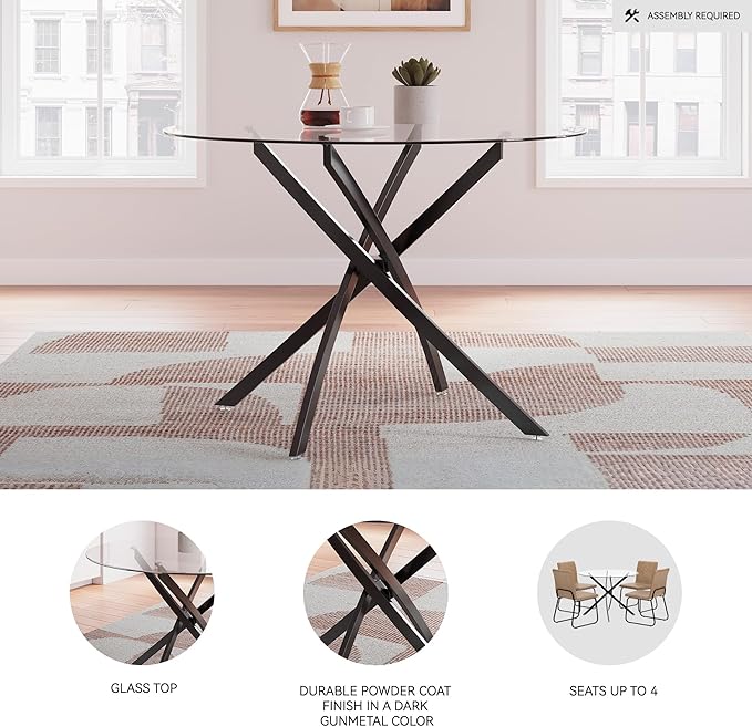 Signature Design by Ashley Pharwynn Casual Dining Table, Clear & Black