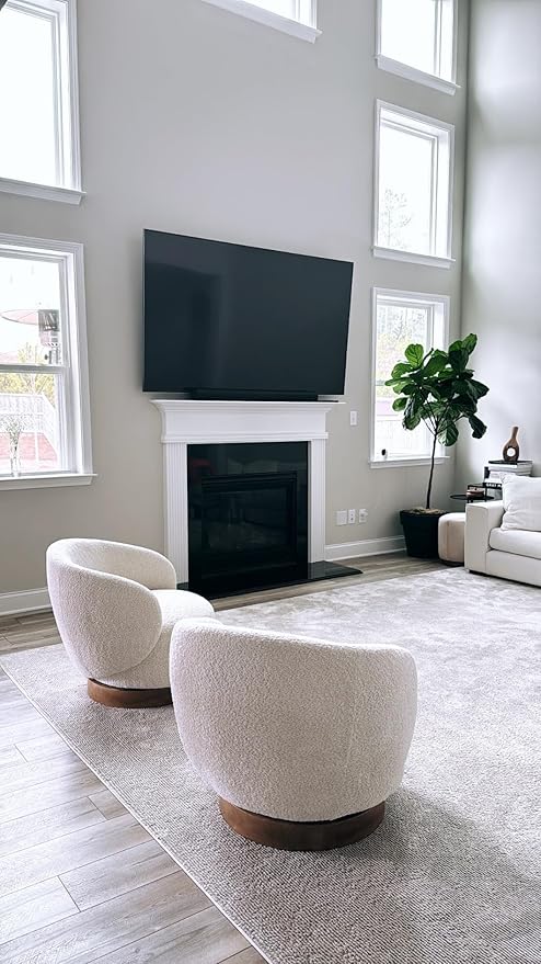 Swivel Accent Chair Modern Round Barrel Armchair Upholstered Performance Fabric for Bedroom Reading Waiting Living Room